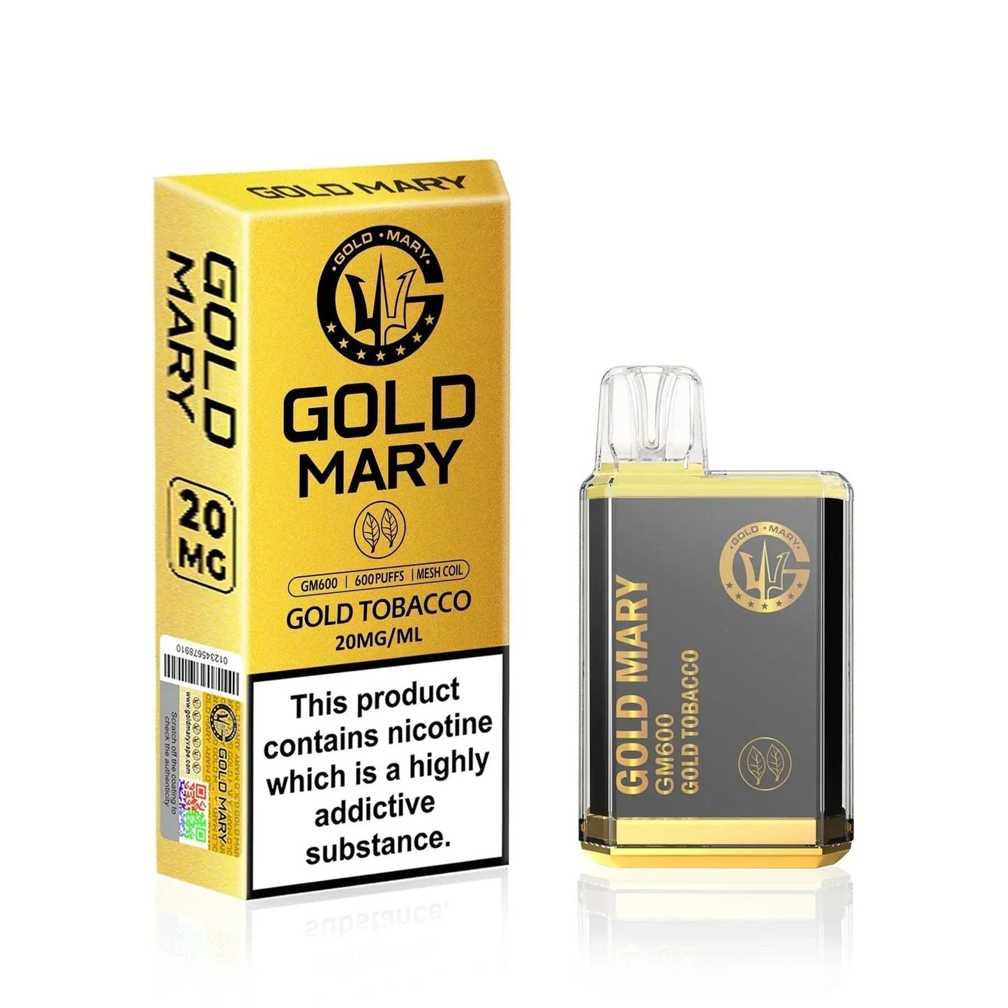 Gold Mary GM600 Disposable Vape Pod Puff Bar Box of 10